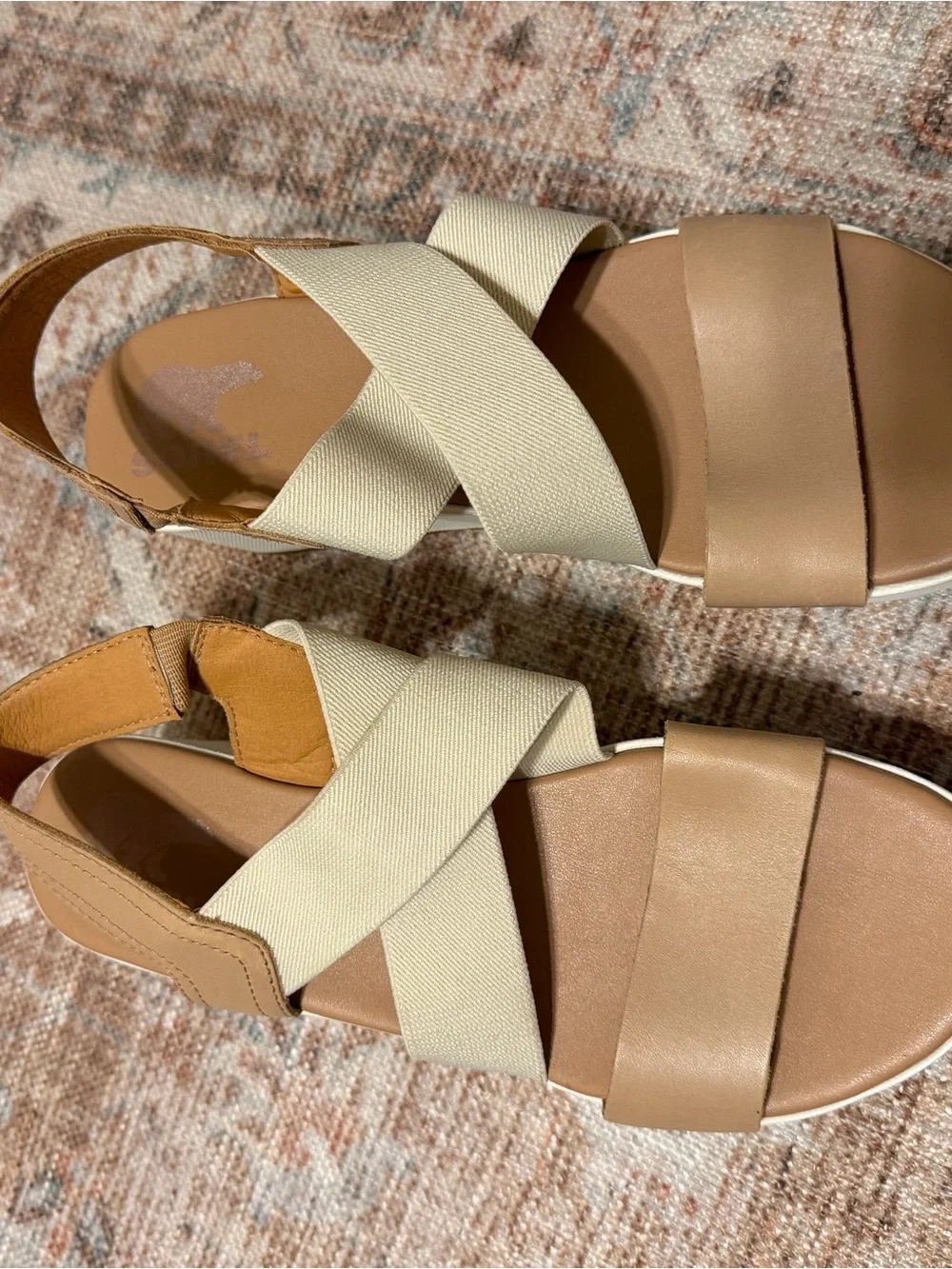 Sorel Tan and Cream Platform Wedge Sandal